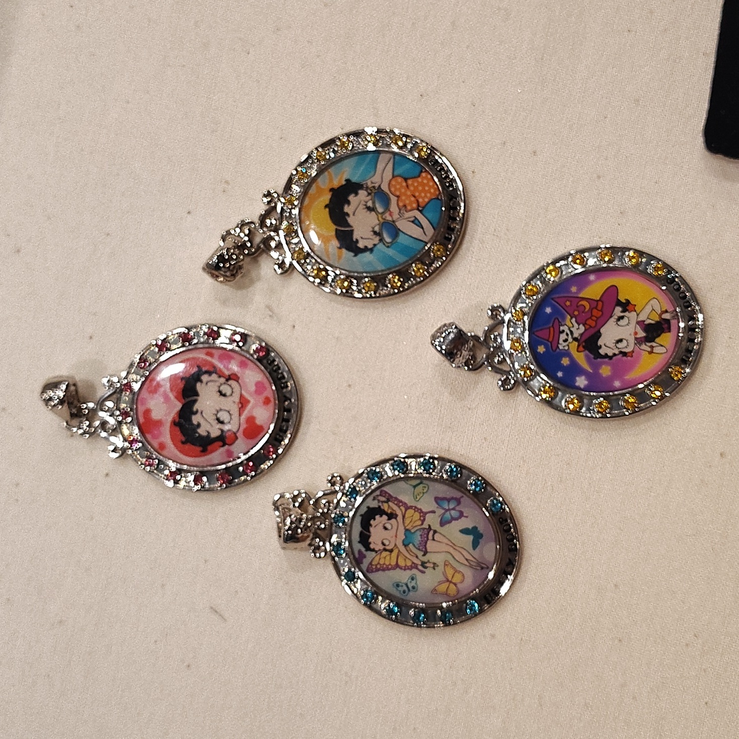 Betty Boop Charm Pendants Rhinestone Hearts Charms